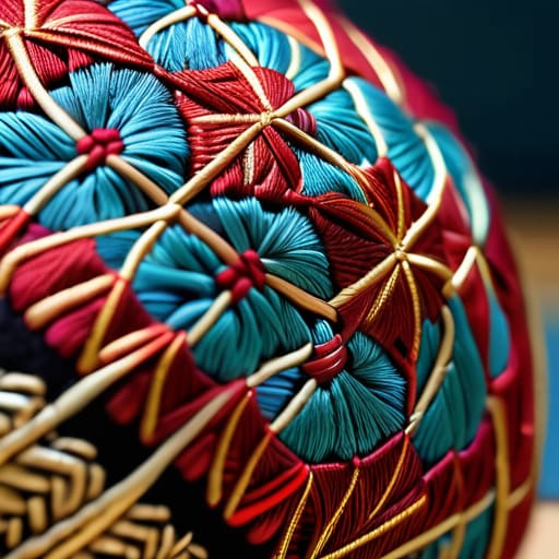 Colorful spheres showcasing Temari thread geometry.
