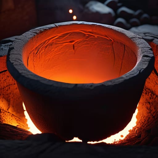 Wootz Crucible Smelting Reduction ancient monolith.